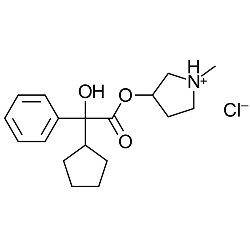 (RS)-1-Methyl-3-pyrrolidinyl cyclopentylhydroxyphenylacetate hydrochloride , CAS: 13118-10-0