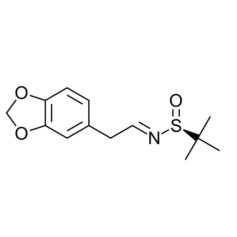 (S)‑N‑[(1E)‑2‑(2H‑1,3‑benzodioxol‑5‑yl)ethylidene]‑2‑methylpropane‑2‑sulfinamide , CAS: 2750444-28-9