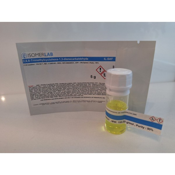 2,6,6-Trimethylcyclohexa-1,3-dienecarbaldehyde , CAS: 116-26-7