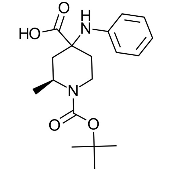 (2S)-4-(anilino)-1-(tert-butyloxycarbonyl)-2-methylpiperidine-4-carboxylic acid  , CAS: N/A