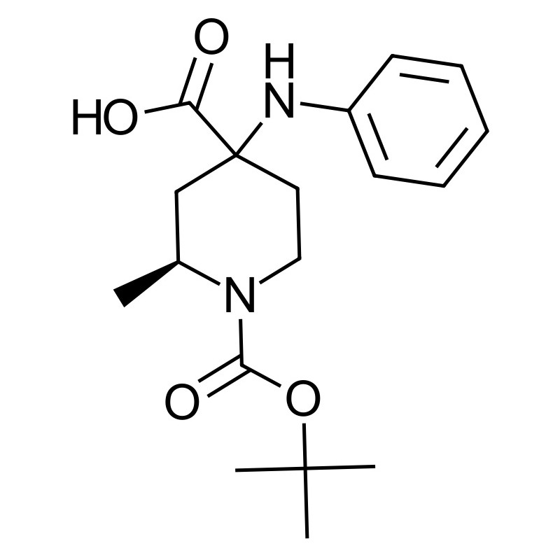 (2S)-4-(anilino)-1-(tert-butyloxycarbonyl)-2-methylpiperidine-4-carboxylic acid  , CAS: N/A