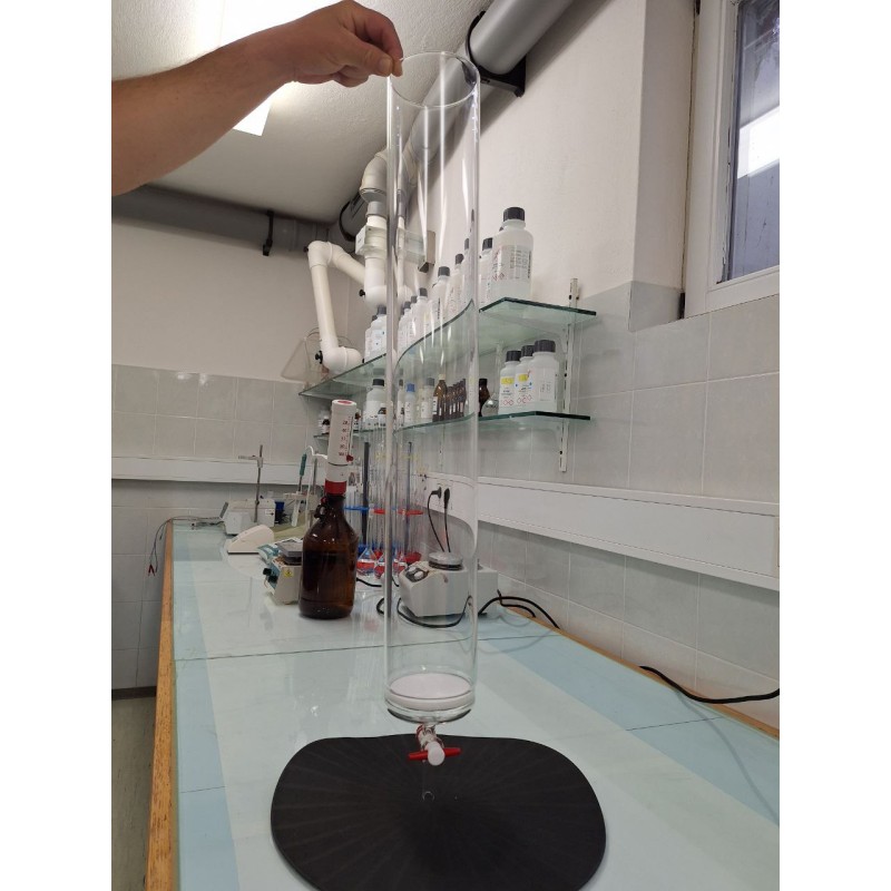 Column for Chromatography w/ glass frit porosity disc 1 , (Ø 100mm) , H = 700 mm , w/ PTFE stopcock bore size : 6mm