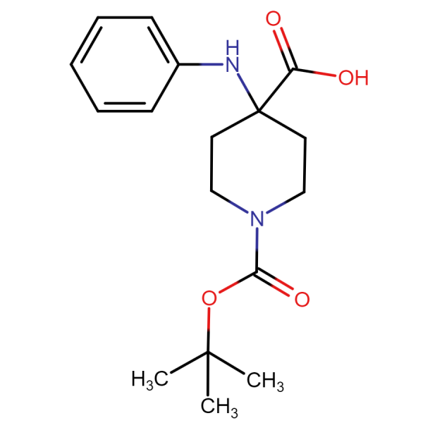 1-(tert-Butoxycarbonyl)-4-(phenylamino)piperidine-4-carboxylic acid , CAS : 1159835-31-0 *crystallized*