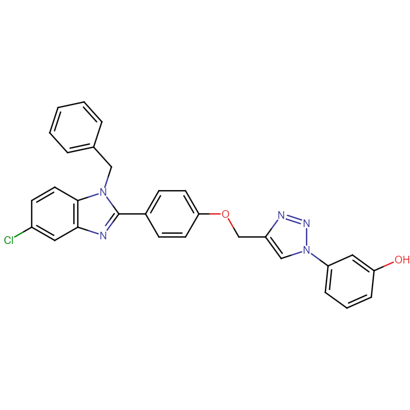 3-(4-((4-(1-benzyl-5-chloro-1H-benzo[d]imidazol-2-yl)phenoxy)methyl)-1H-1,2,3-triazol-1-yl)phenol , CAS: 2470024-51-0 , APOPTOSIS INDUCER